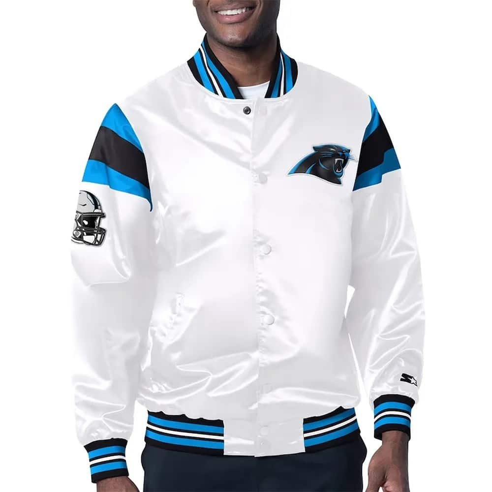 Carolina Panthers Midweight White Satin Jacket