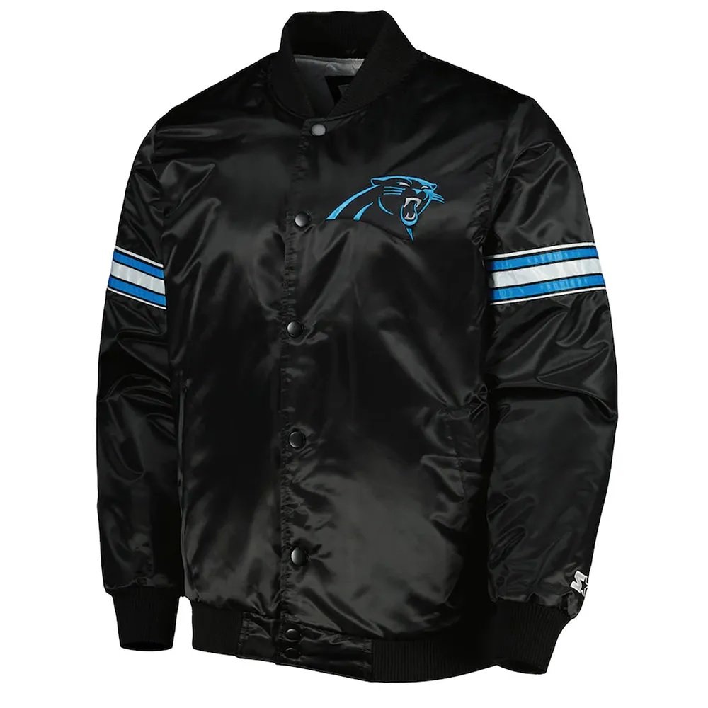 Carolina Panthers Pick and Roll Satin Black Jacket