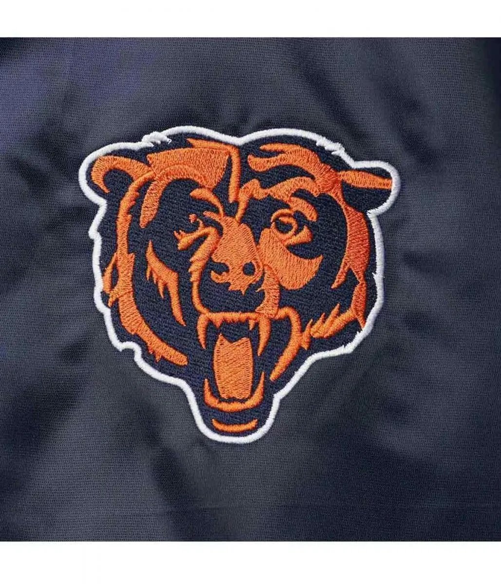 Chicago Bears Locker Room Bomber Blue Satin Jacket