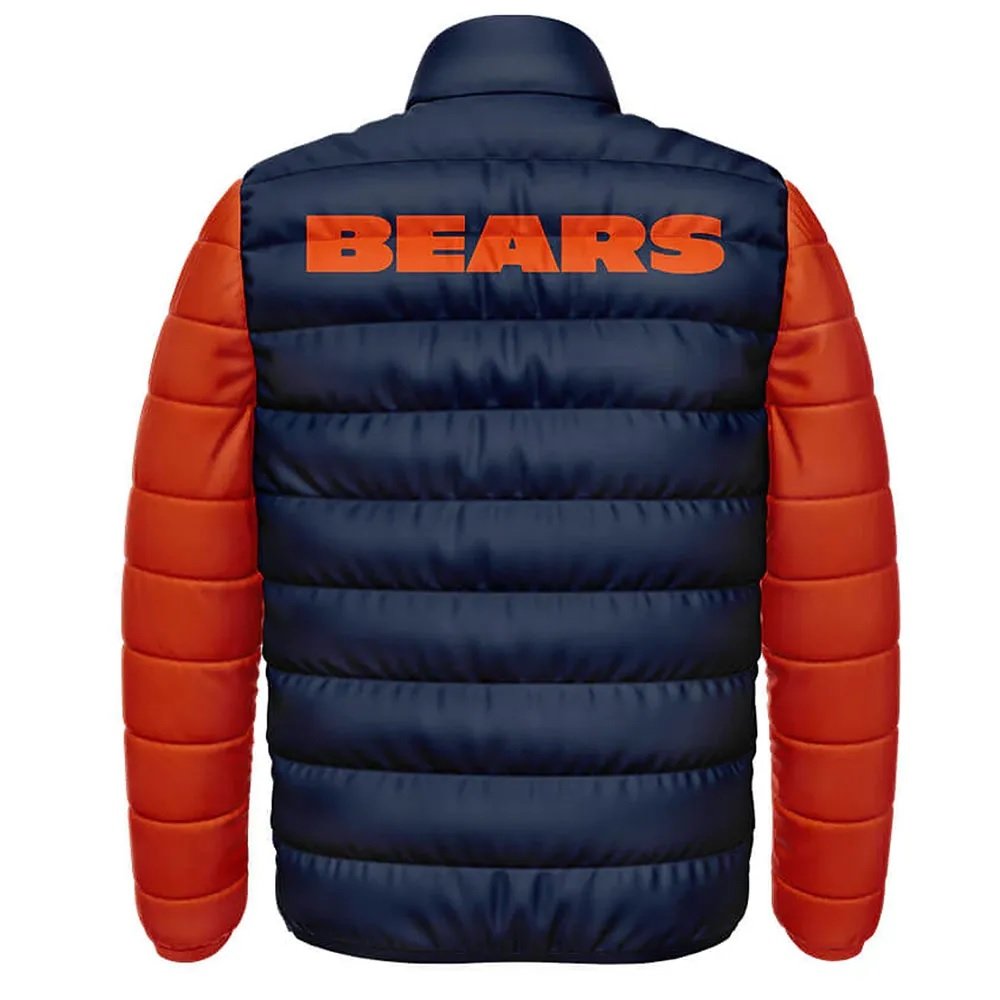 Chicago Bears Navy and Orange Puffer Jacket