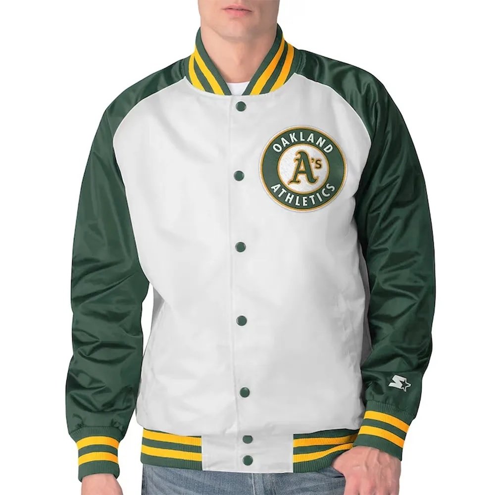 Clean-Up Hitter Oakland Athletics White and Green Jacket