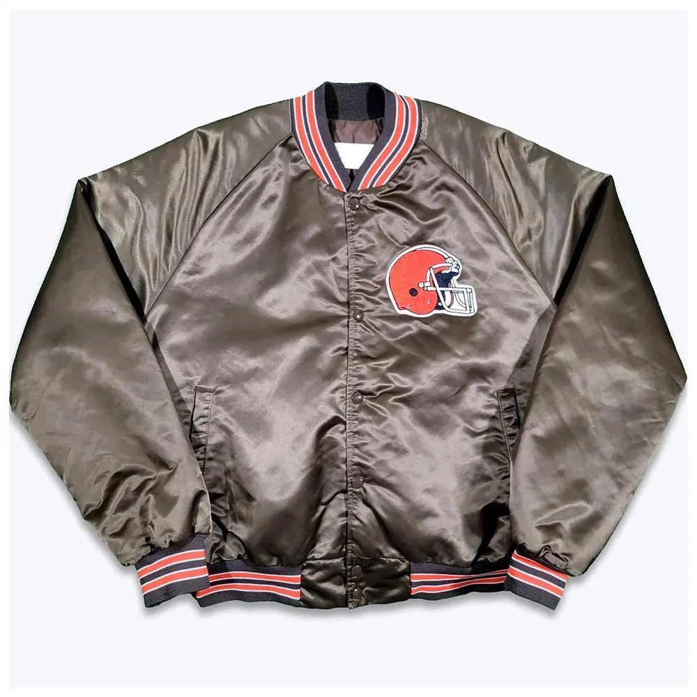 Cleveland Browns 80s Brown Bomber Satin Jacket