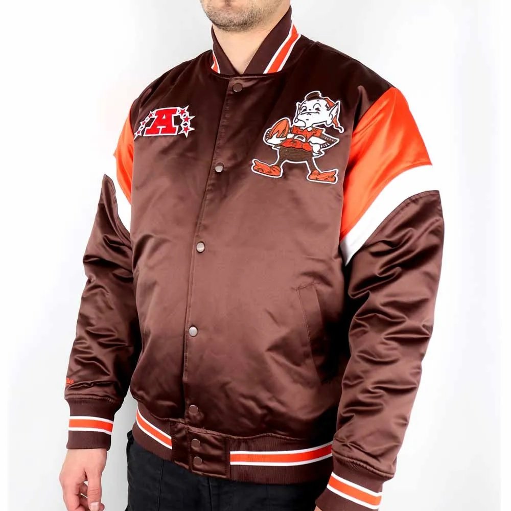 Cleveland Browns Heavyweight Brown Satin Jacket