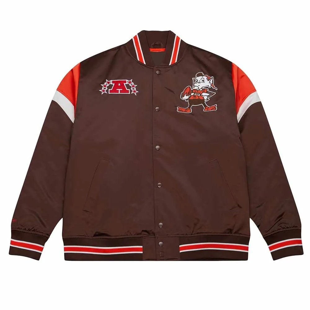 Cleveland Browns Heavyweight Brown Satin Jacket