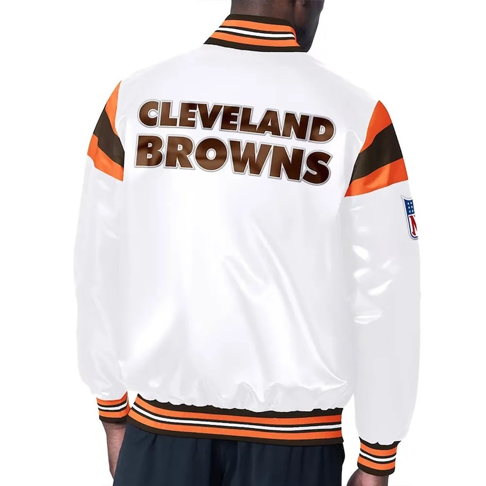 Cleveland Browns Midweight White Satin Jacket