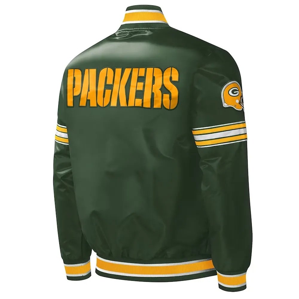 Green Bay Packers Midfield Varsity Green Satin Jacket