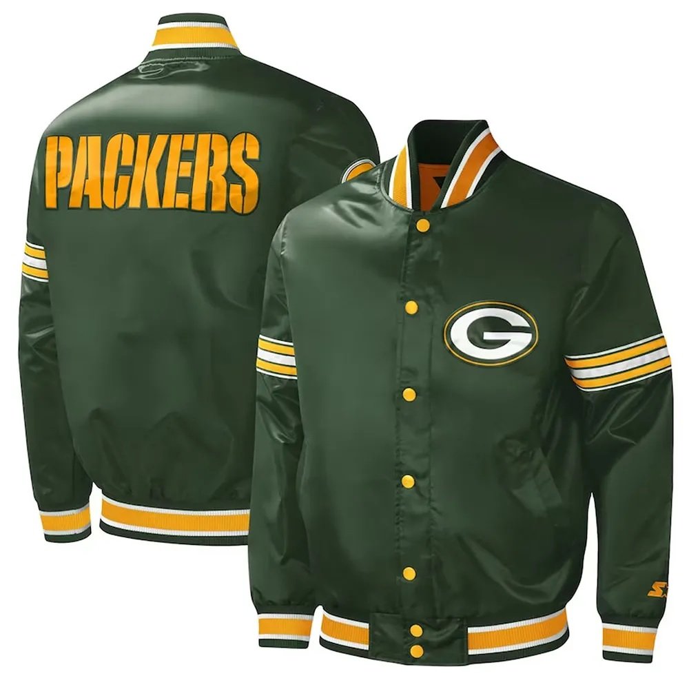 Green Bay Packers Midfield Varsity Green Satin Jacket