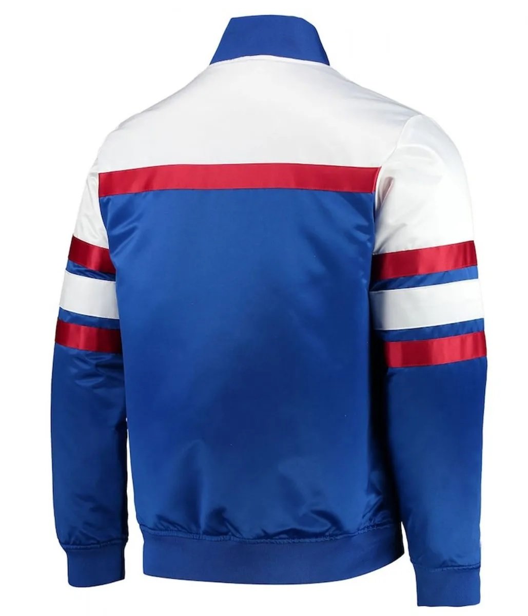 Hardwood Classics Script Philadelphia 76ers Royal Satin Full-Snap Jacket