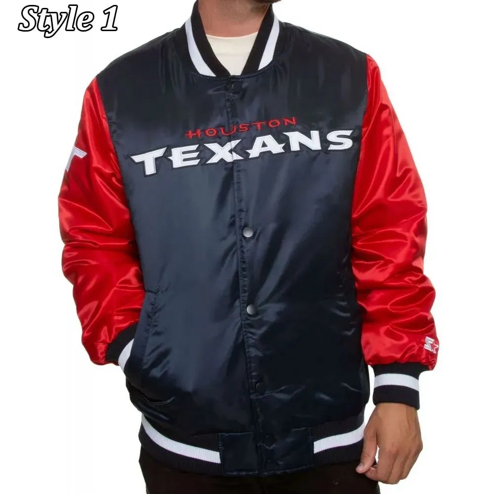 Houston Texans Enforcer Navy and Red Satin Jacket