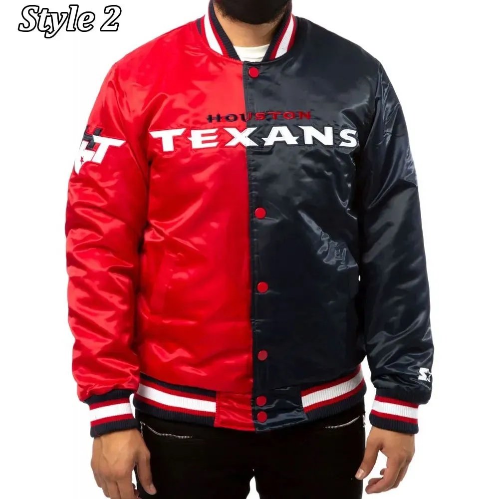 Houston Texans Enforcer Navy and Red Satin Jacket