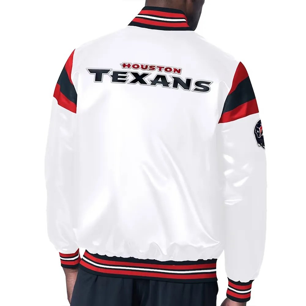 Houston Texans Midweight White Satin Jacket