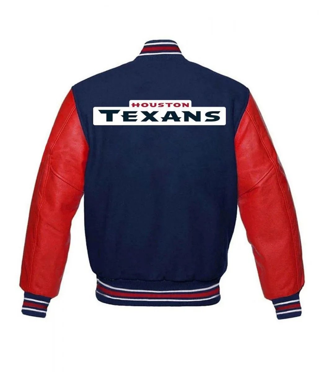 Houston Texans NFL Letterman Red and Blue Jacket