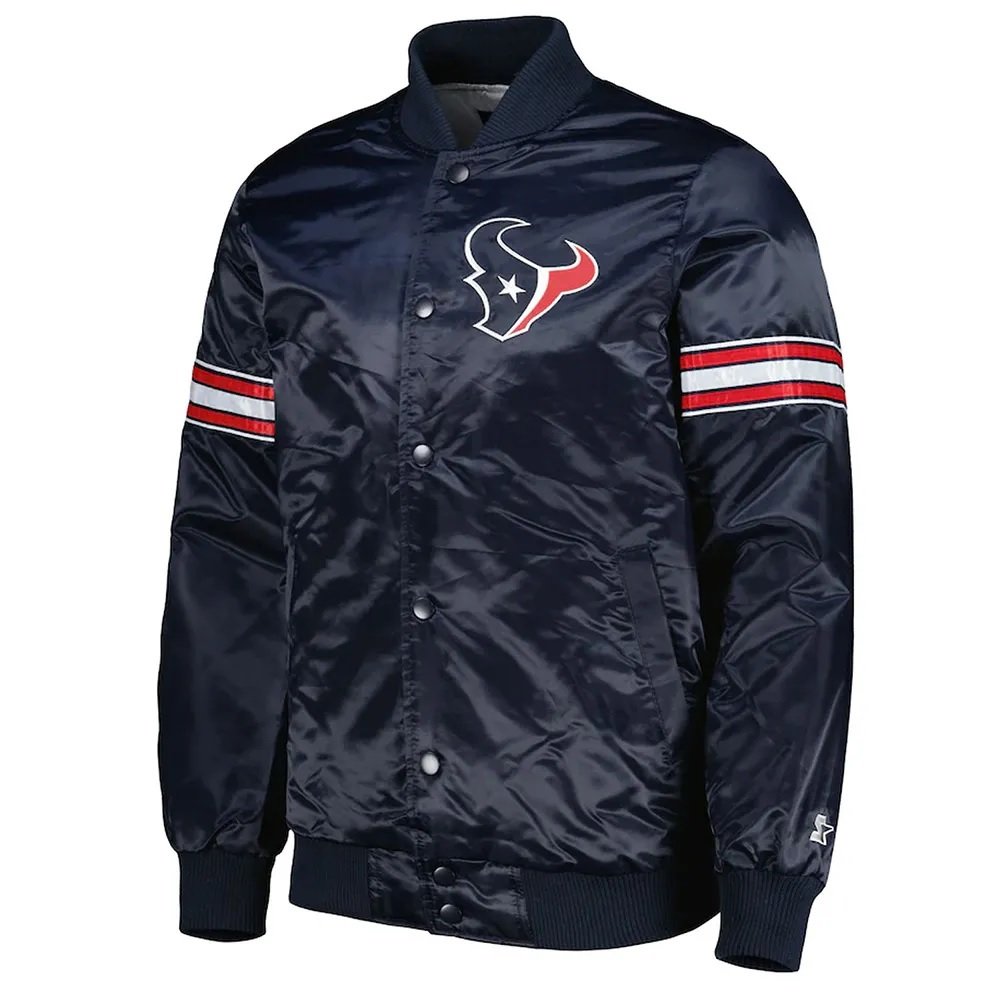 Houston Texans The Pick and Roll Navy Blue Satin Jacket