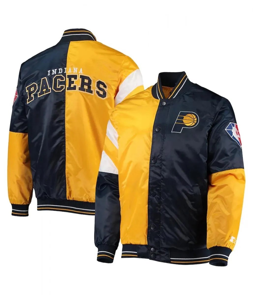 Indiana Pacers 75th Anniversary Leader Color Block Satin Varsity Jacket