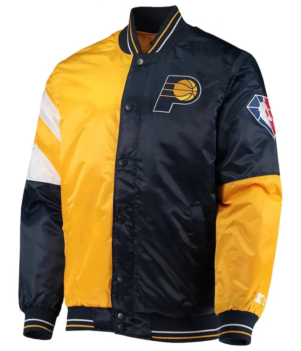 Indiana Pacers 75th Anniversary Leader Color Block Satin Varsity Jacket