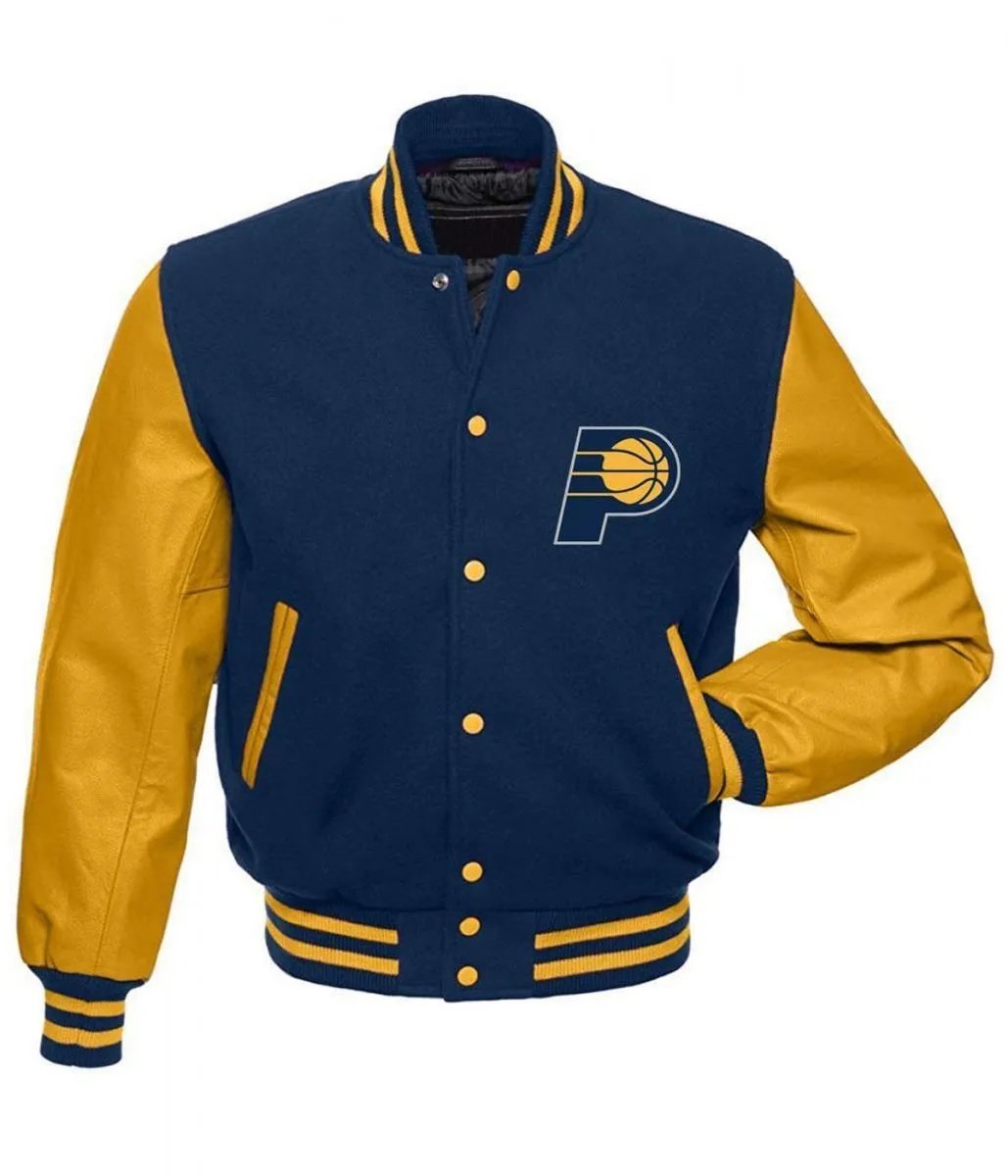 Indiana Pacers Letterman Blue and Yellow Jacket