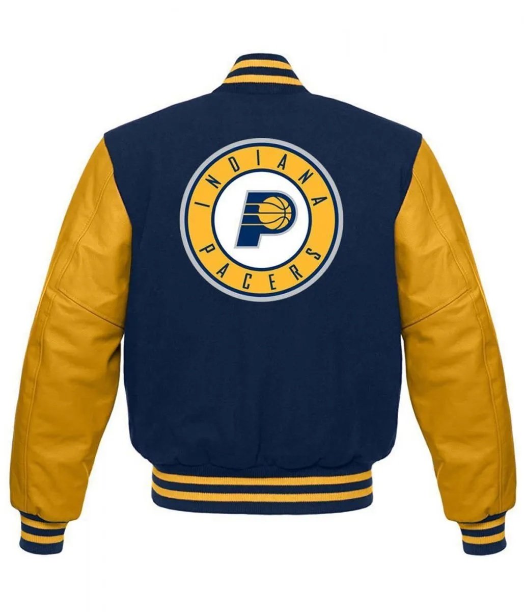 Indiana Pacers Letterman Blue and Yellow Jacket