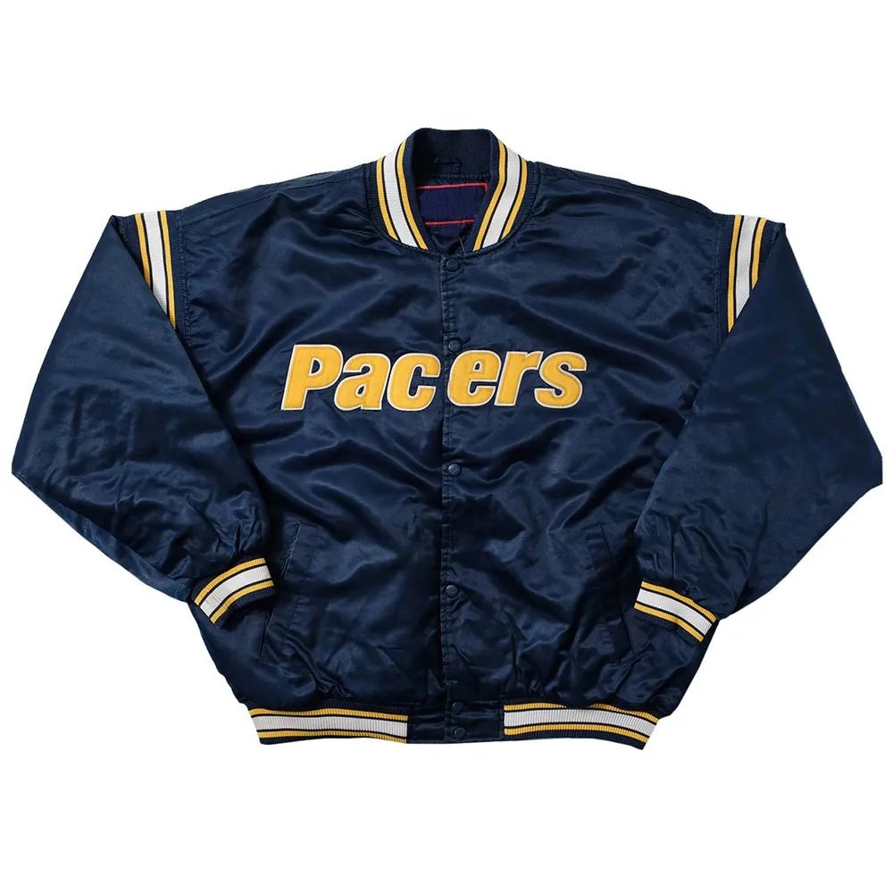 Indiana Pacers Navy Varsity Satin Jacket