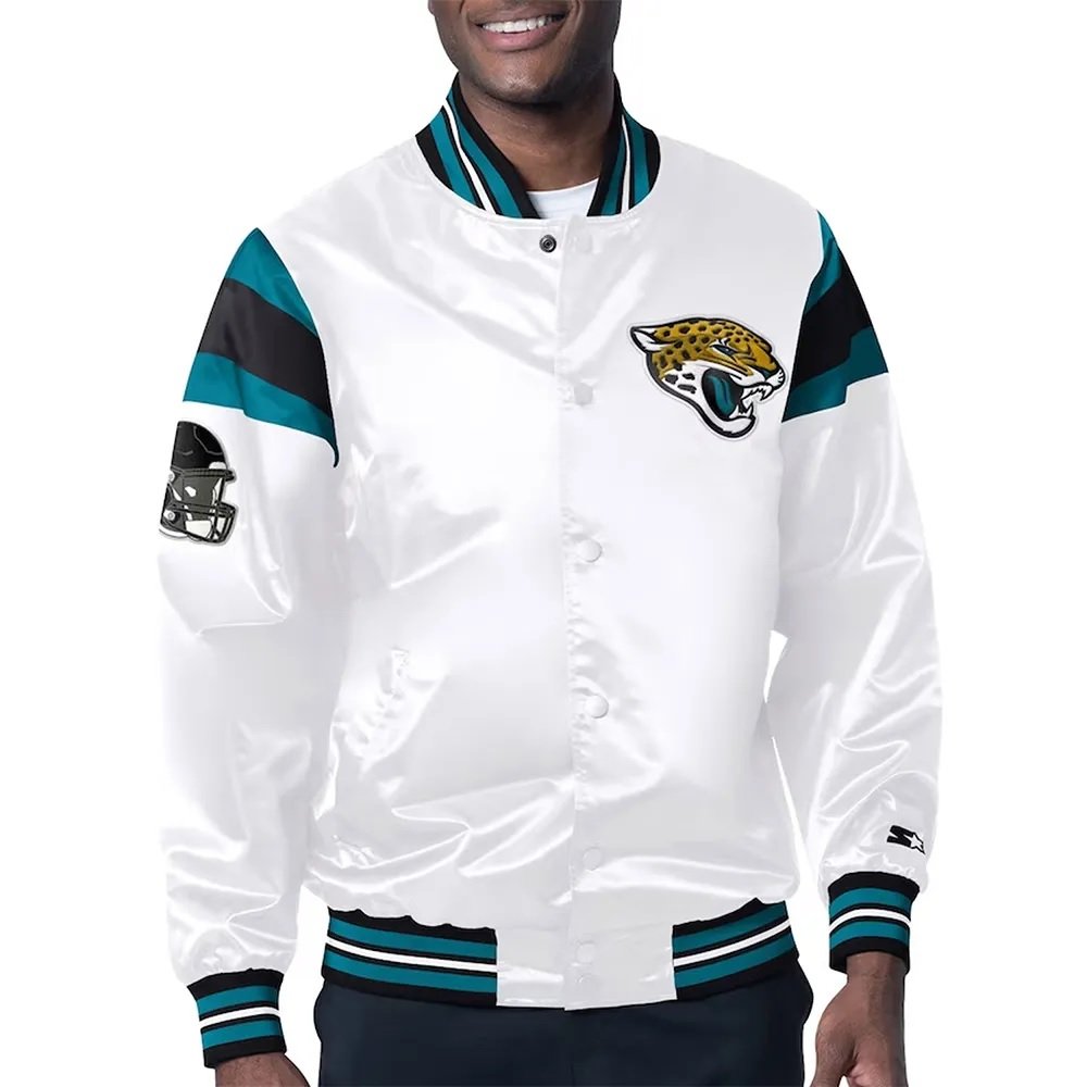 Jacksonville Jaguars Midweight White Satin Jacket