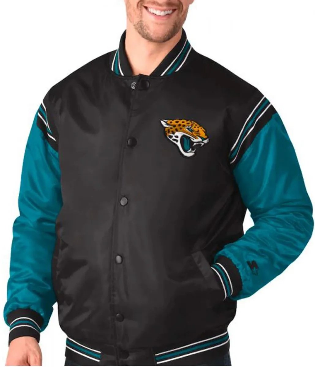 Jacksonville Jaguars Starter Black and Blue Satin Jacket