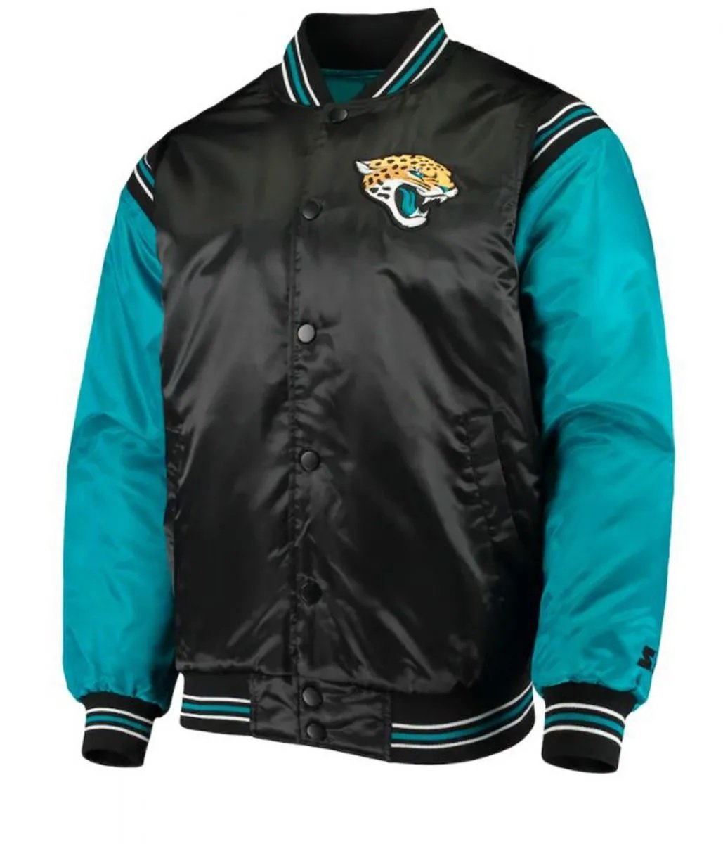 Jacksonville Jaguars Starter Black and Blue Satin Jacket