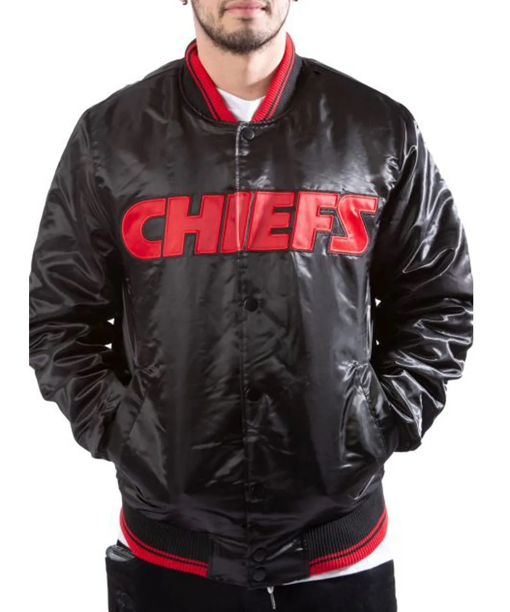 Kansas City Chiefs Black Satin Jacket