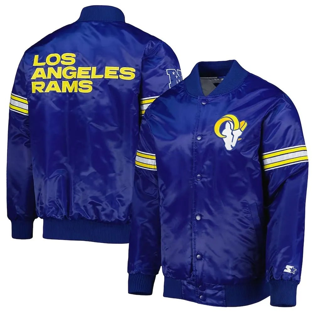 LA Rams Pick and Roll Blue Satin Jacket