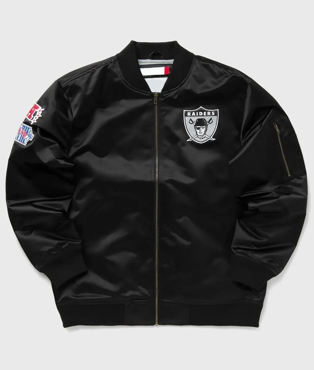 Las Vegas Raiders Bomber Black Lightweight Satin Jacket