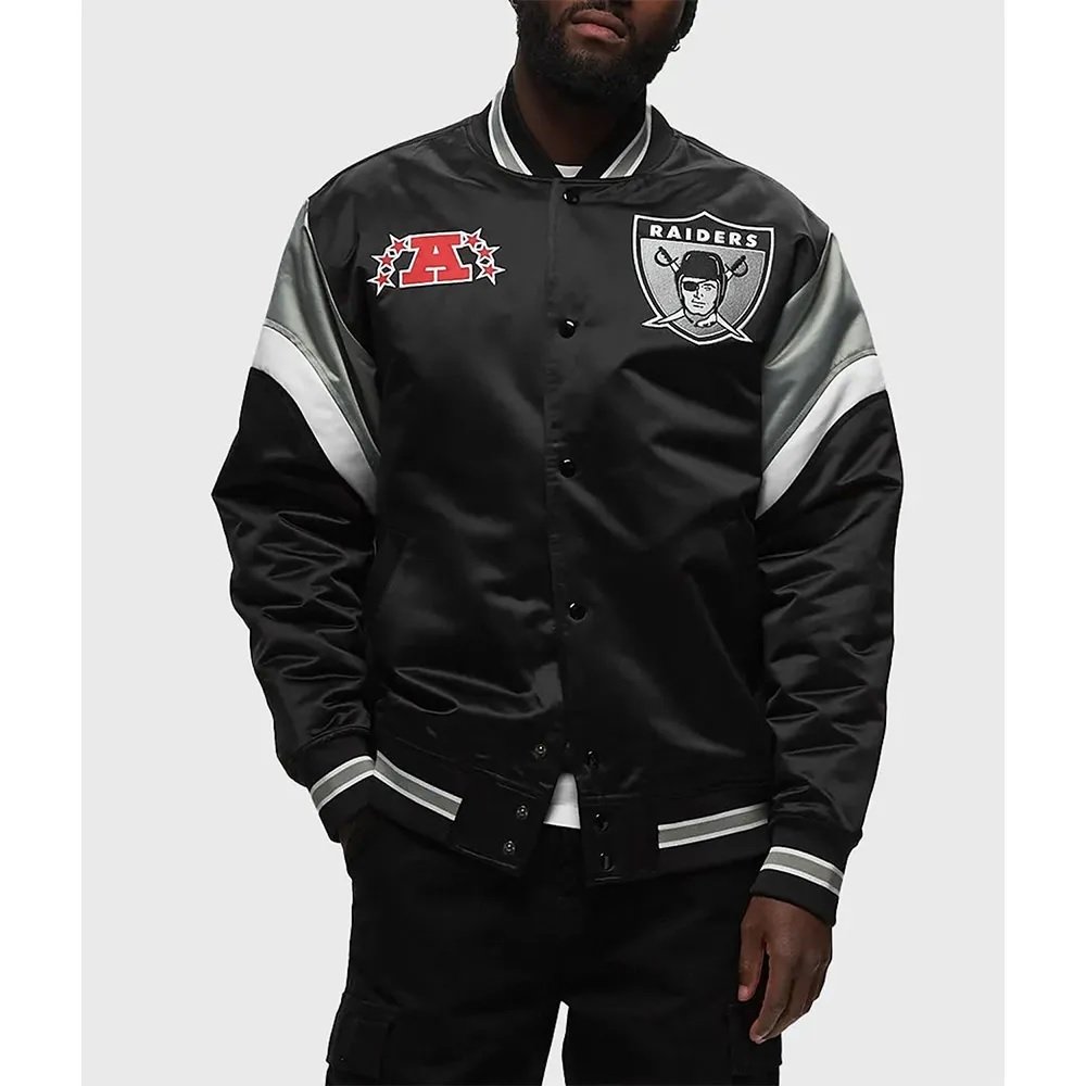 Las Vegas Raiders Heavyweight Black Satin Jacket