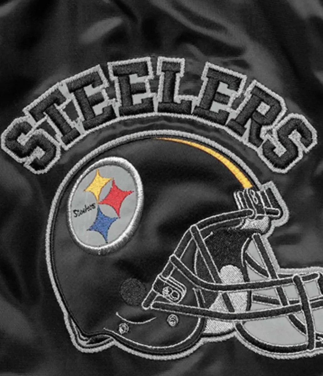 Locker Room Pittsburgh Steelers Throwback Satin Black and Yellow Jacket