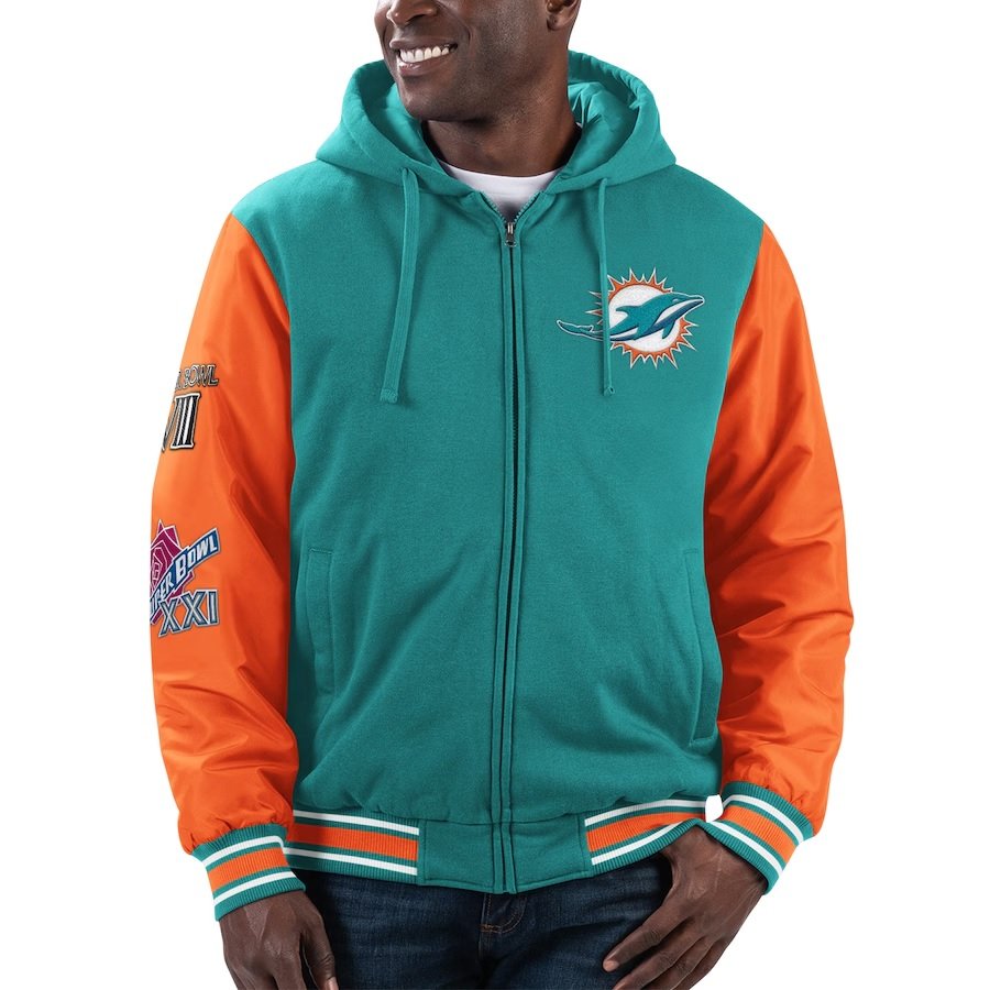Men's G-III Sports by Carl Banks Aqua Miami Hoodie Jacket