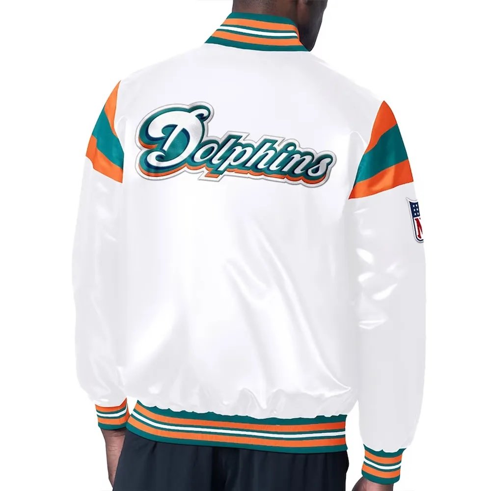 Miami Dolphins Midweight White Satin Jacket