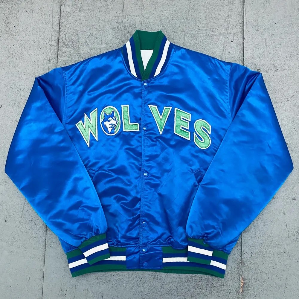 Minnesota Timberwolves 90’s Blue Satin Jacket