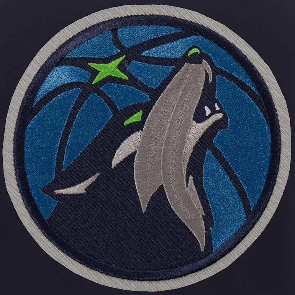 Minnesota Timberwolves Navy and White Varsity Wool & Leather Jacket