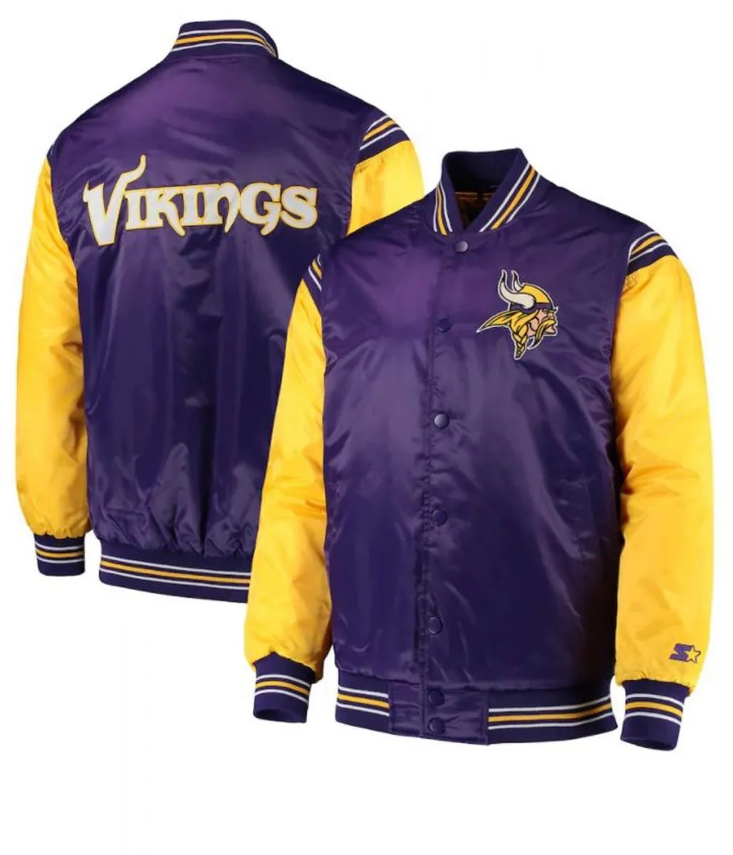 Minnesota Vikings Starter Satin Purple and Yellow Jacket