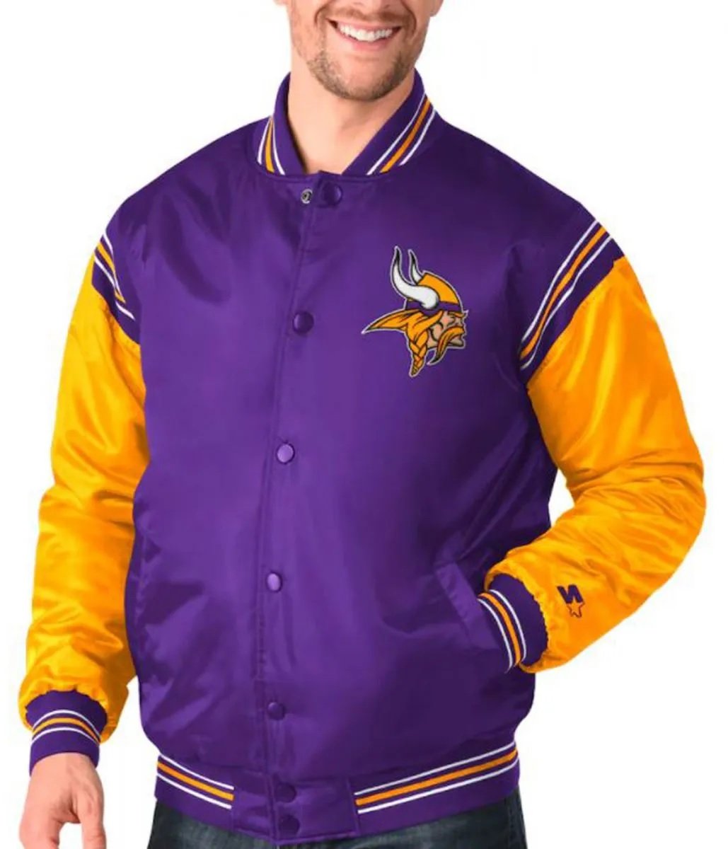 Minnesota Vikings Starter Satin Purple and Yellow Jacket