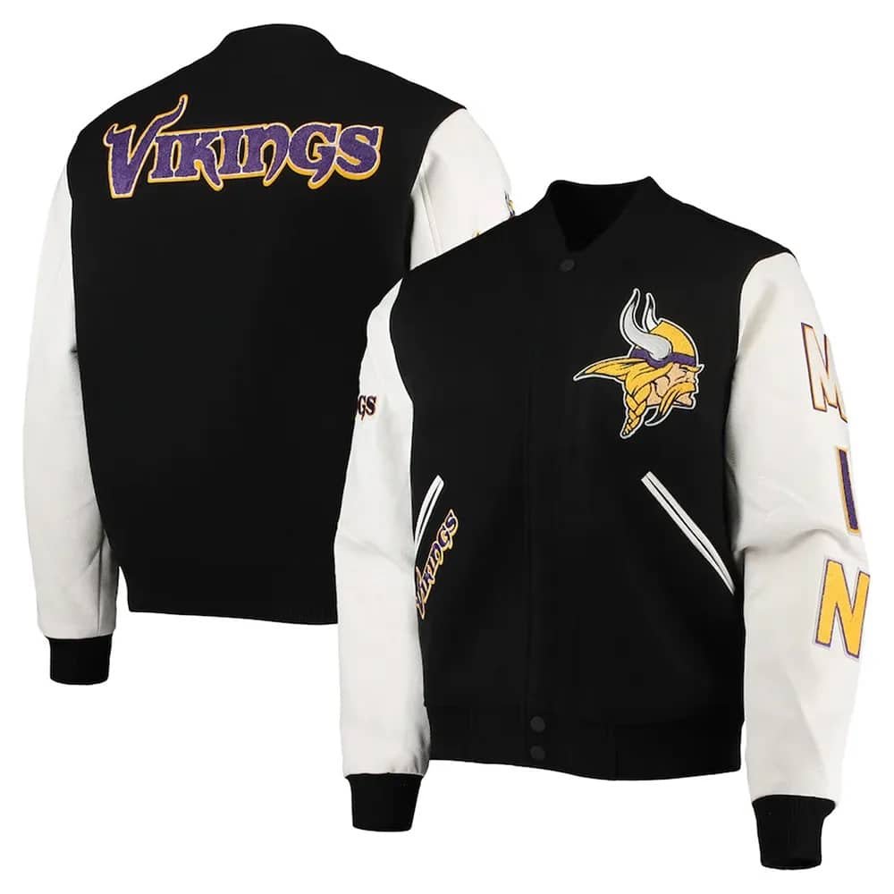 Minnesota Vikings Varsity Black and White Jacket