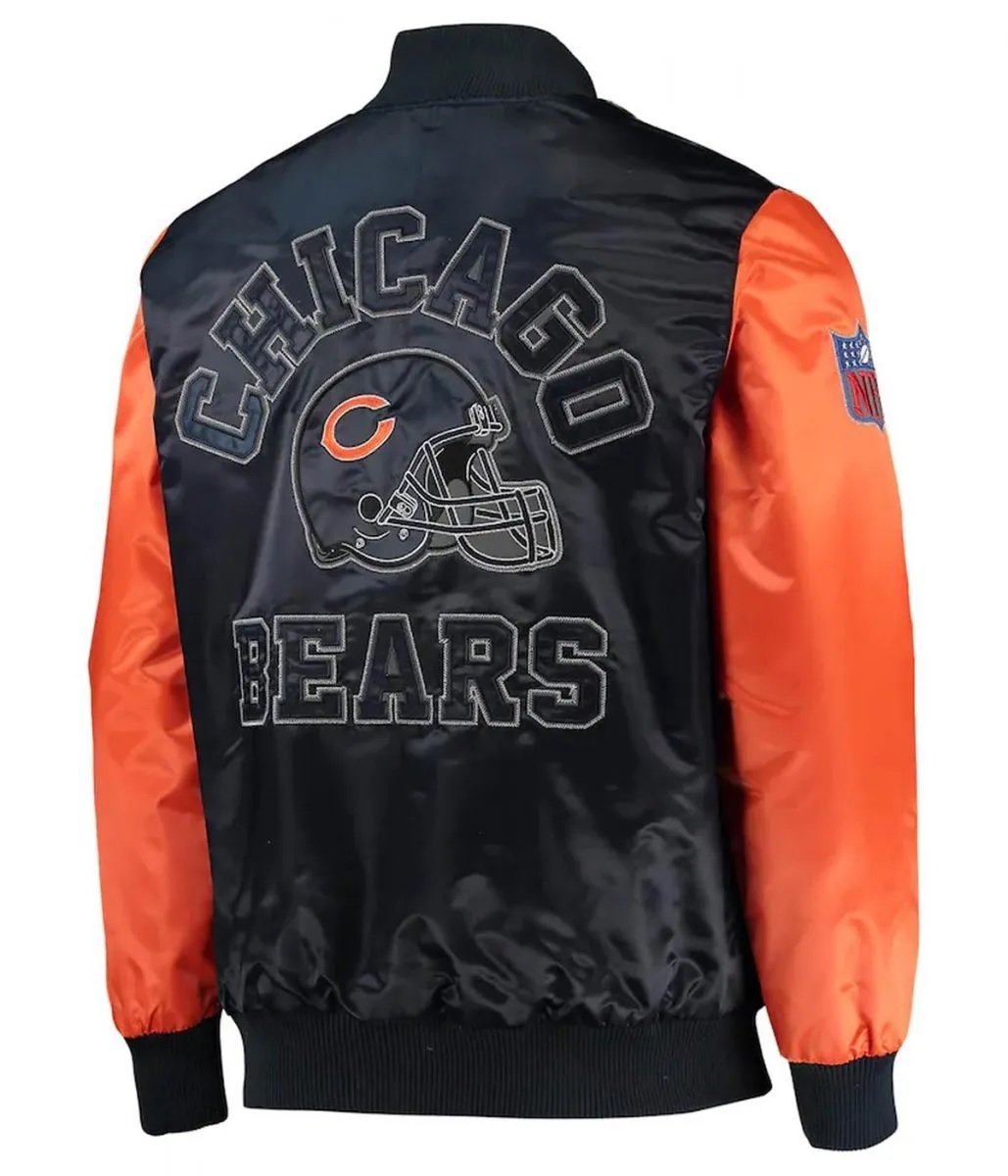 Navy Orange Chicago Bears Locker Room Throwback Satin Jacket