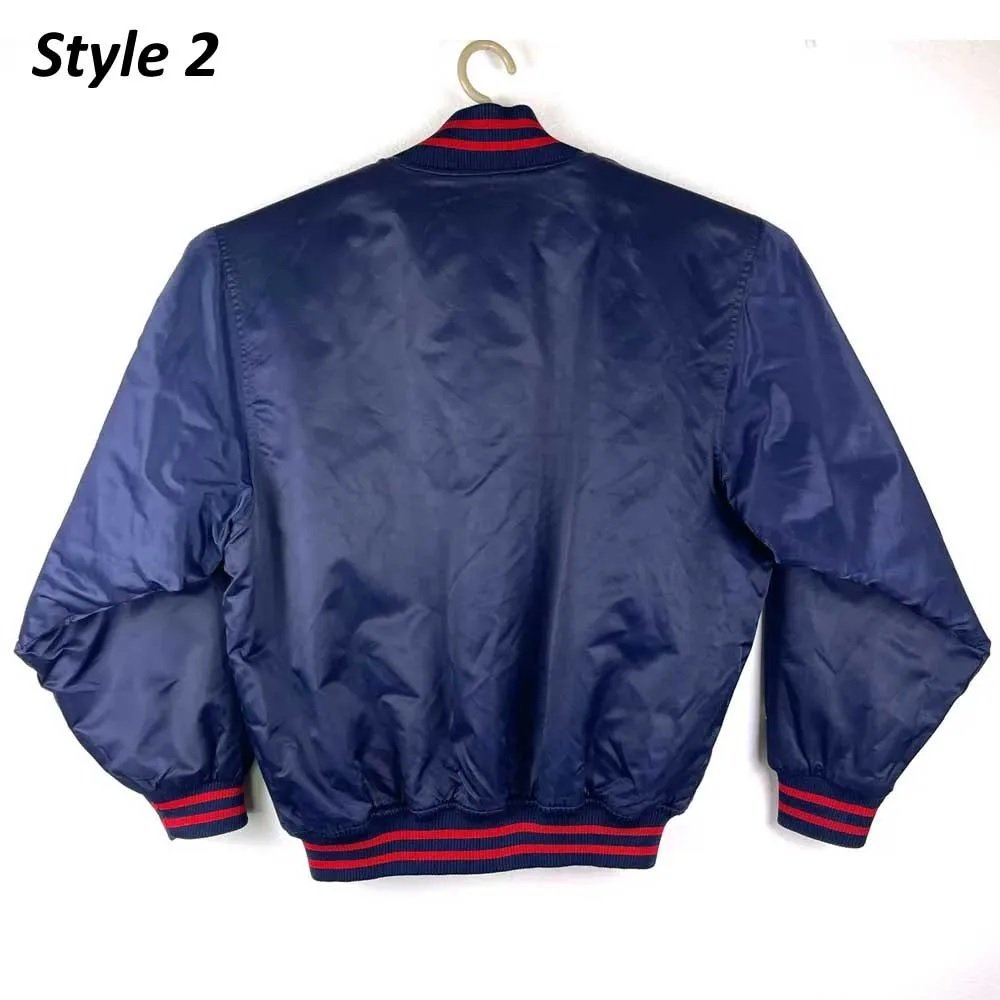Navy Wordmark Atlanta Braves Full-Snap Satin Jacket