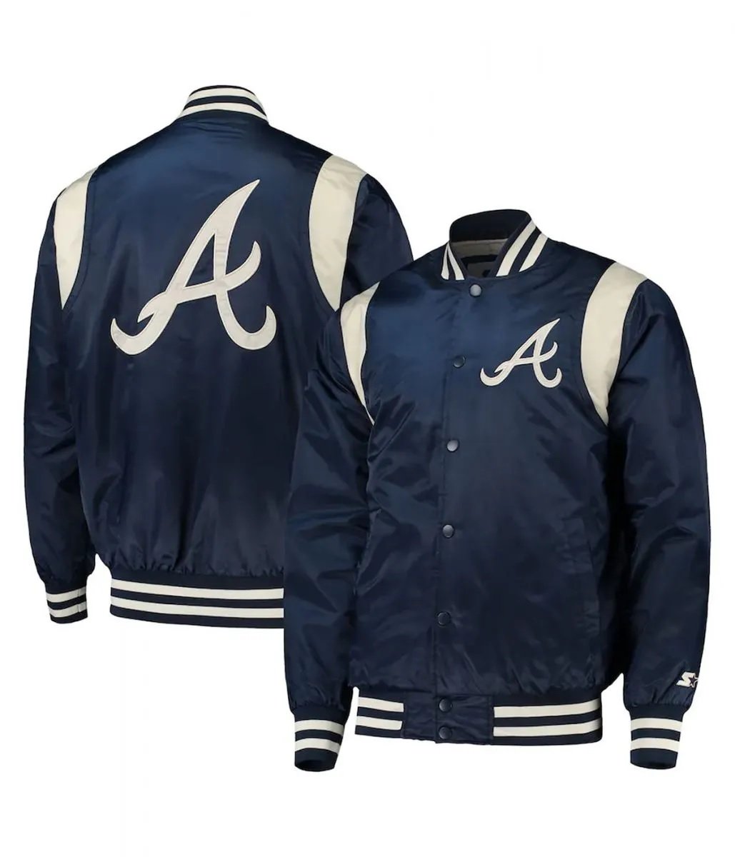 Navy and White Atlanta Braves Full-Snap Jacket