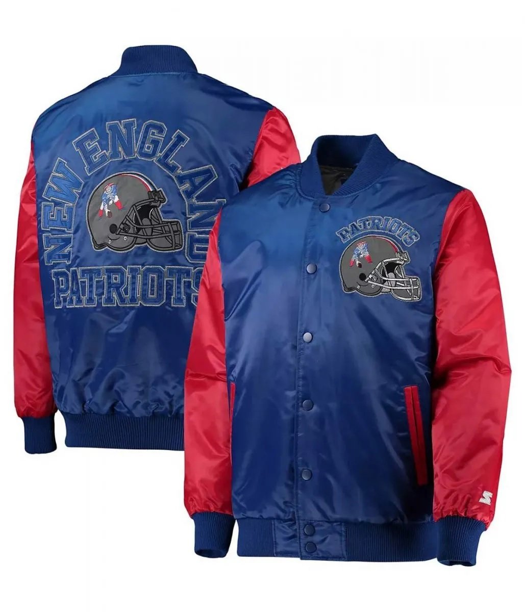 New England Patriots Locker Room Throwback Red and Blue Jacket
