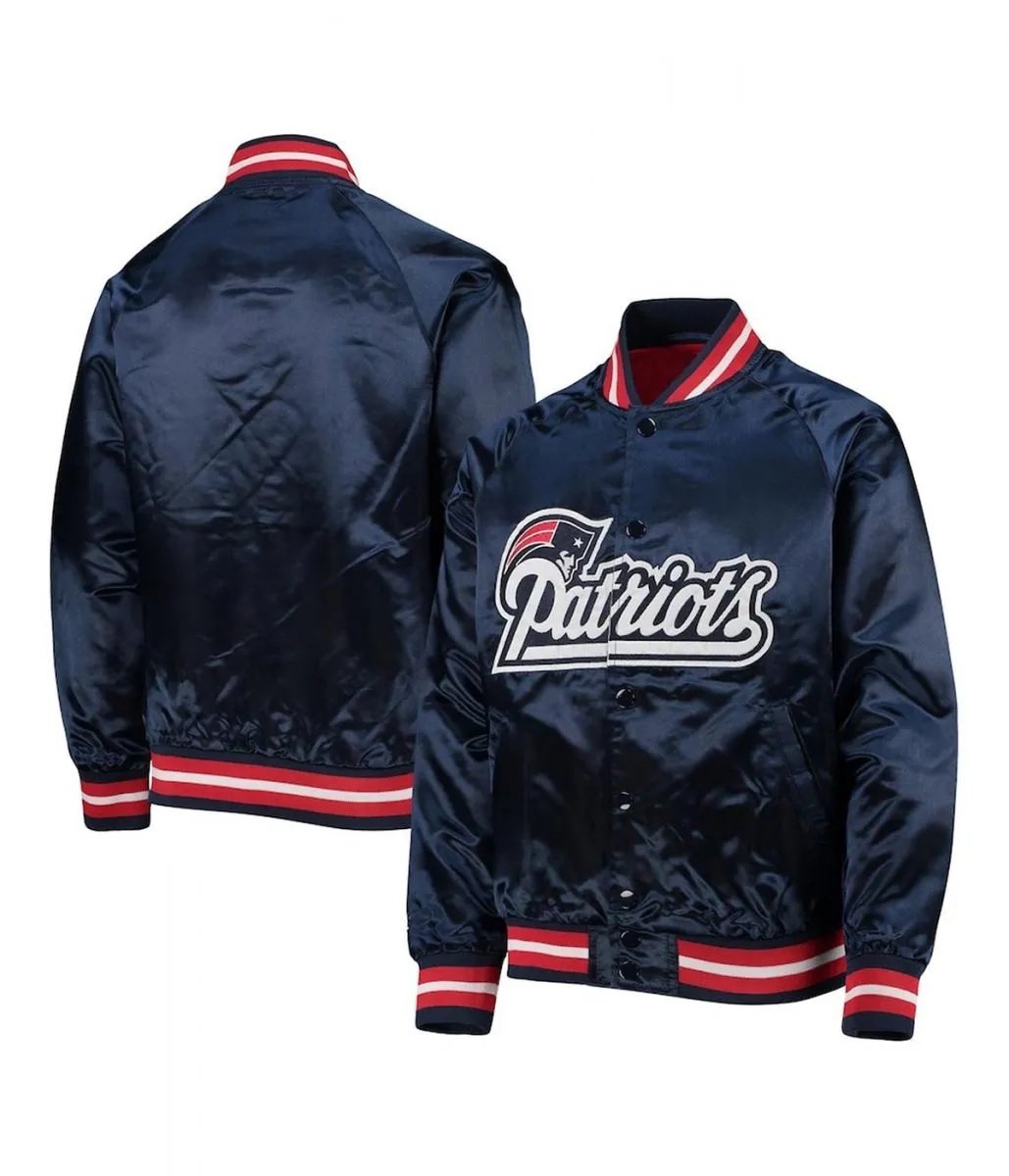 New England Patriots Raglan Full-Snap Satin Jacket