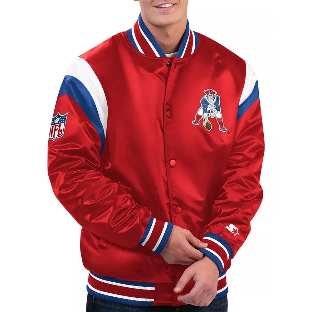 New England Patriots Shutout Throwback Red Satin Jacket