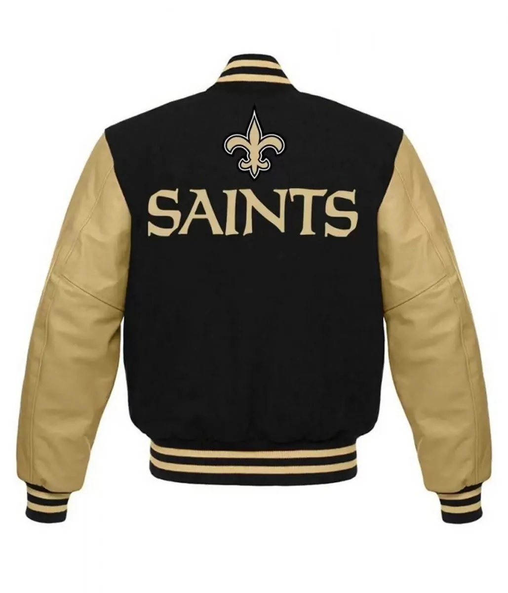 New Orleans Saints Letterman Black Gold Jacket