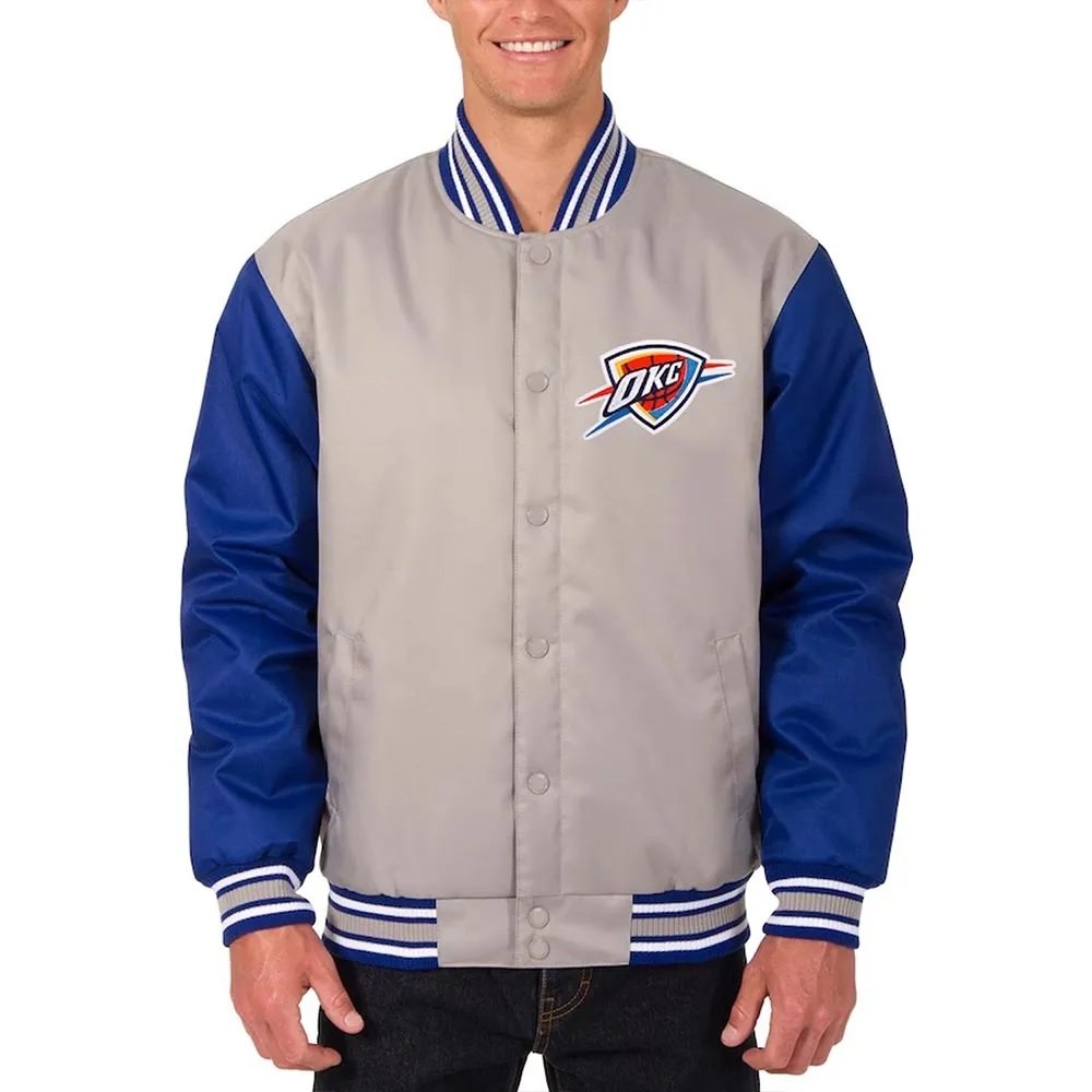 Oklahoma City Thunder Gray/Royal Varsity Poly Twill Jacket