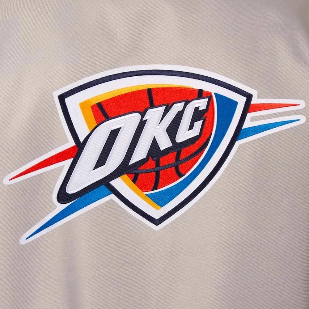 Oklahoma City Thunder Gray/Royal Poly Twill Varsity Full-Snap Jacket.