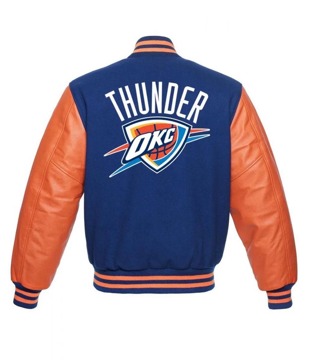 Oklahoma City Thunder Letterman Orange and Blue Jacket