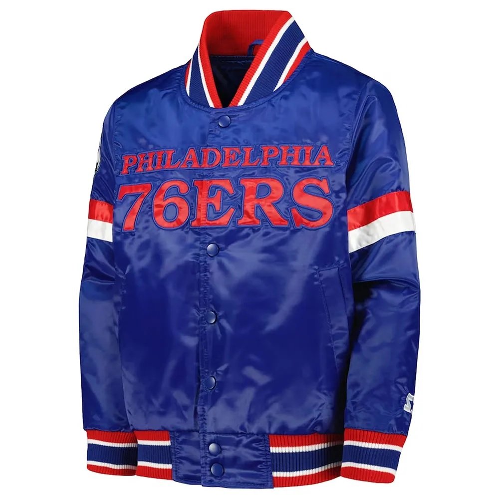 Philadelphia 76ers Home Game Royal Satin Jacket