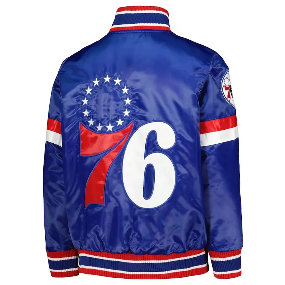 Philadelphia 76ers Home Game Royal Satin Jacket