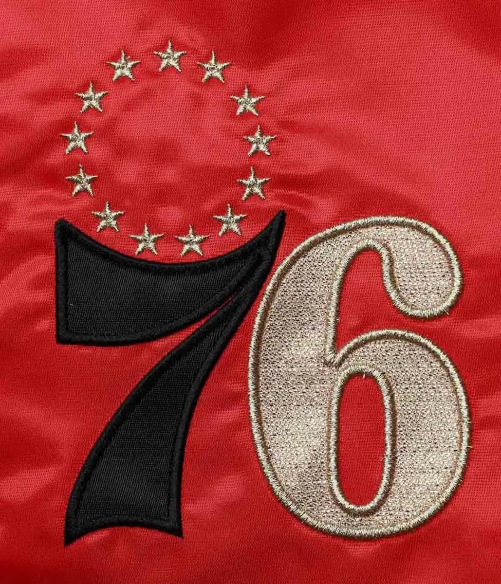 Philadelphia 76ers Red/Black/Green Satin Full-Zip Jacket